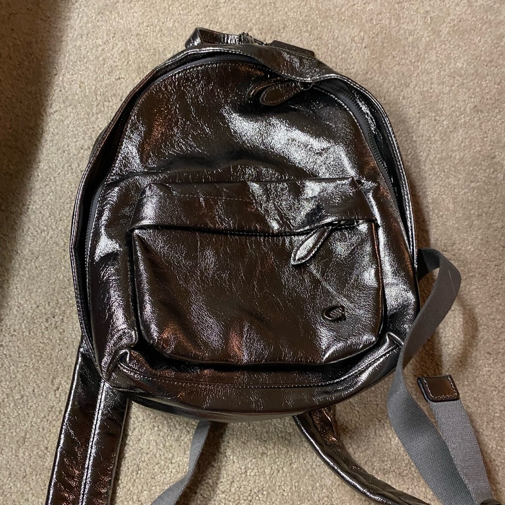 Coach Silver Leather Small Backpack - image 1